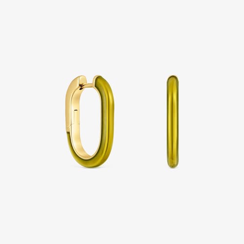 18K gold vermeil and Green Enamel Hoop Earrings LINE