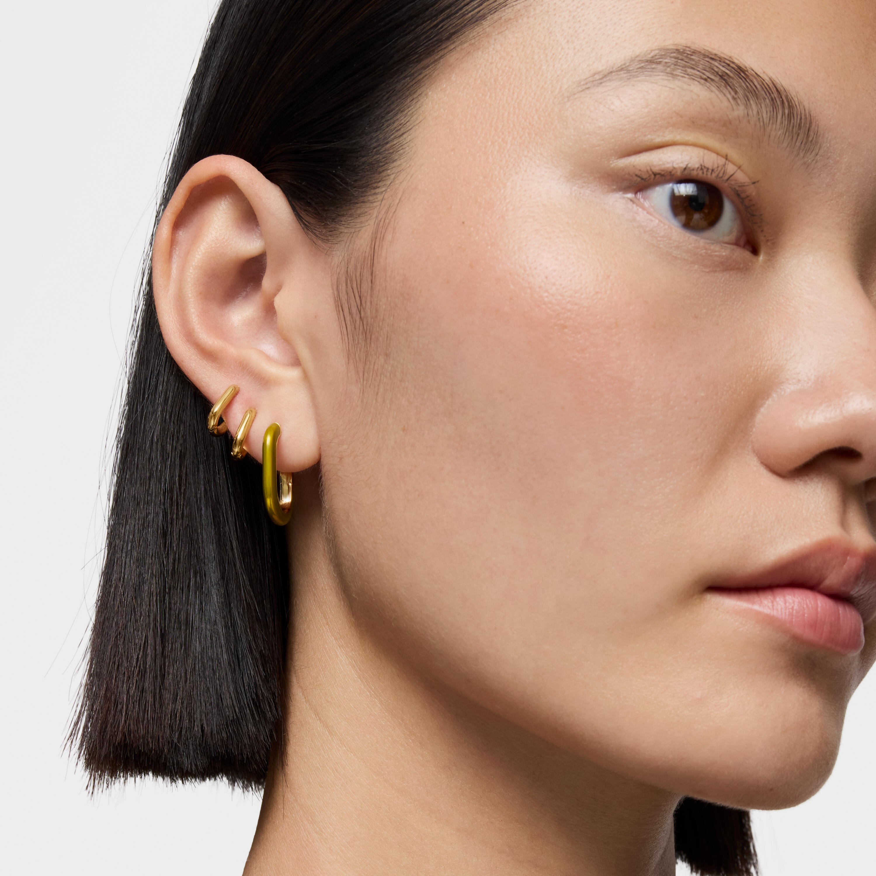 18K gold vermeil and Green Enamel Hoop Earrings LINE