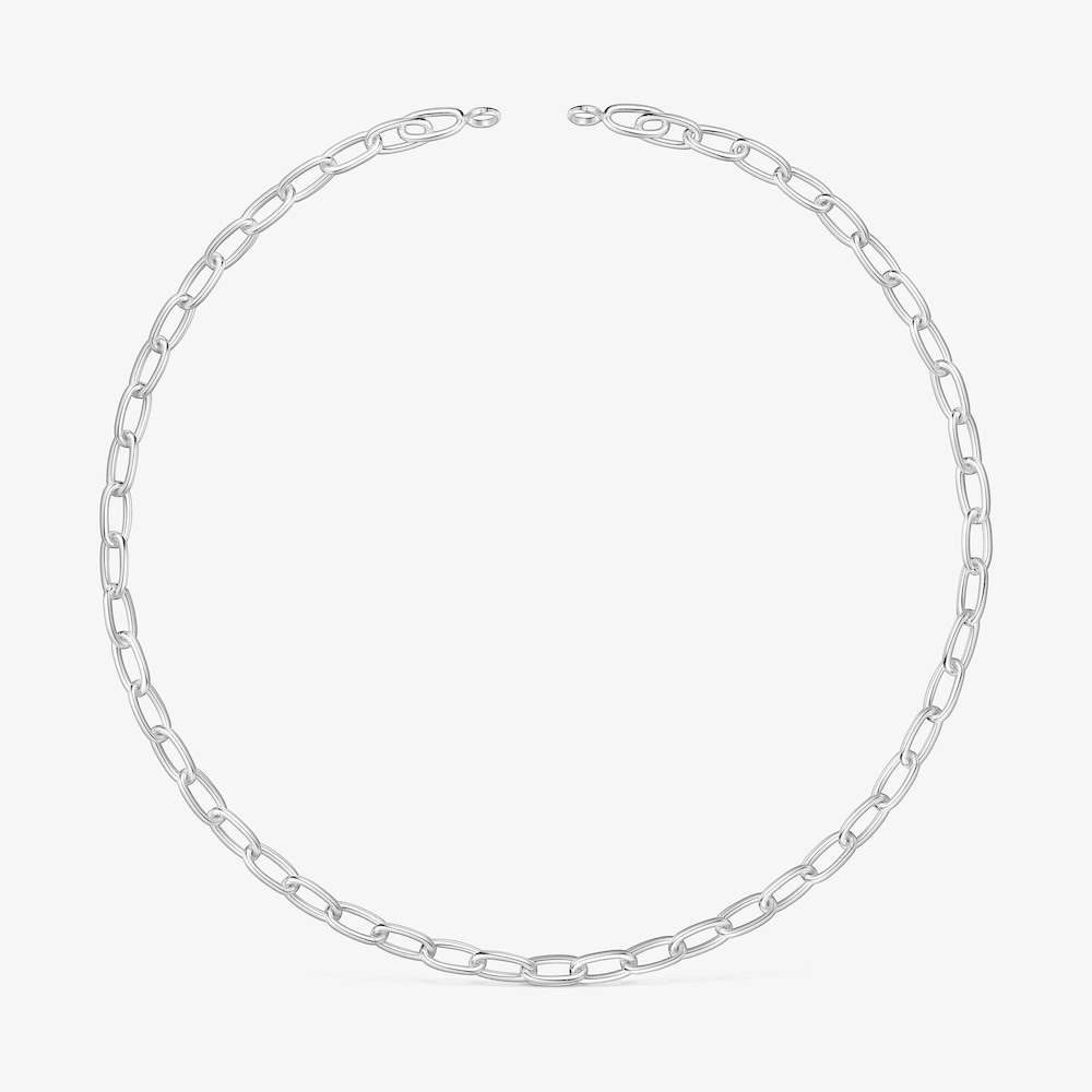 Collar corto XL de plata Hold Oval