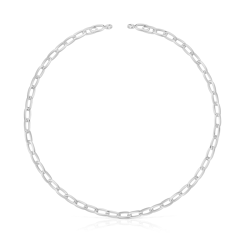 Hold Oval silver short Necklace