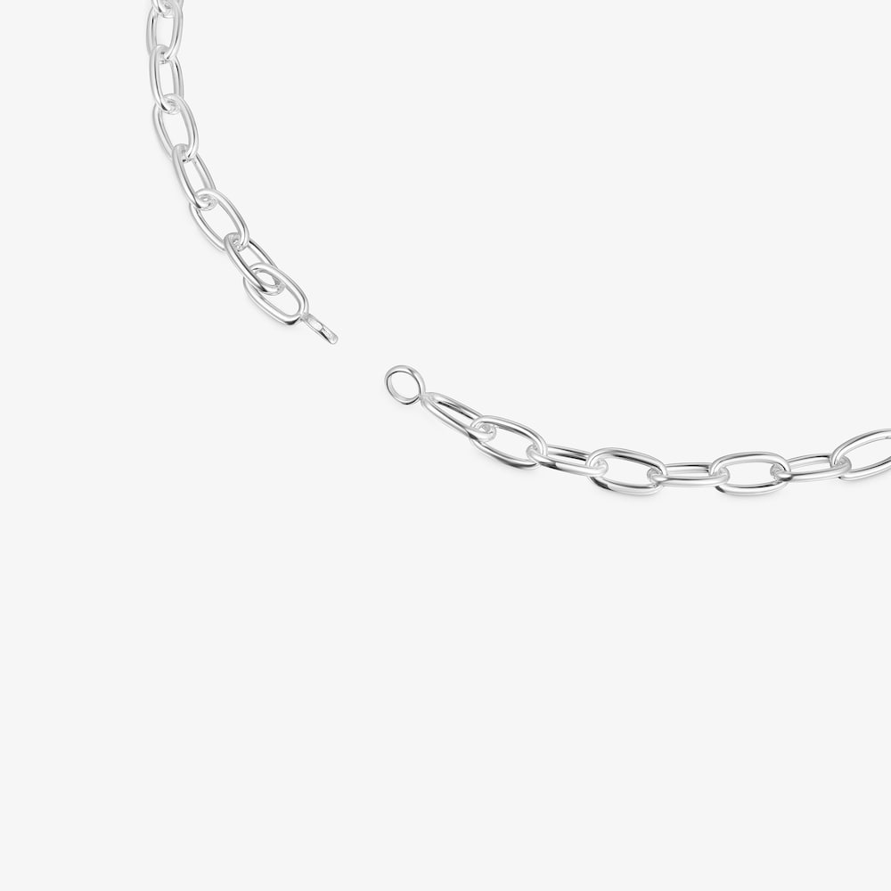 Collar corto XL de plata Hold Oval