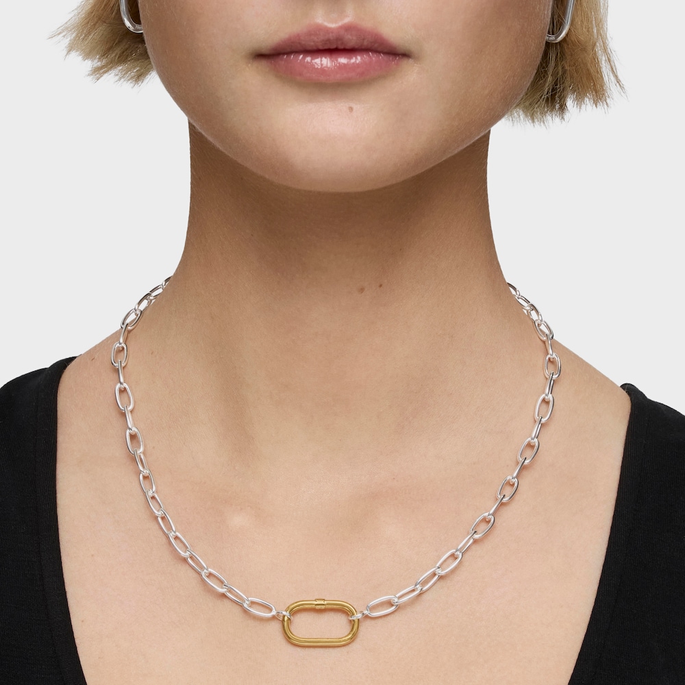 Collar corto XL de plata Hold Oval
