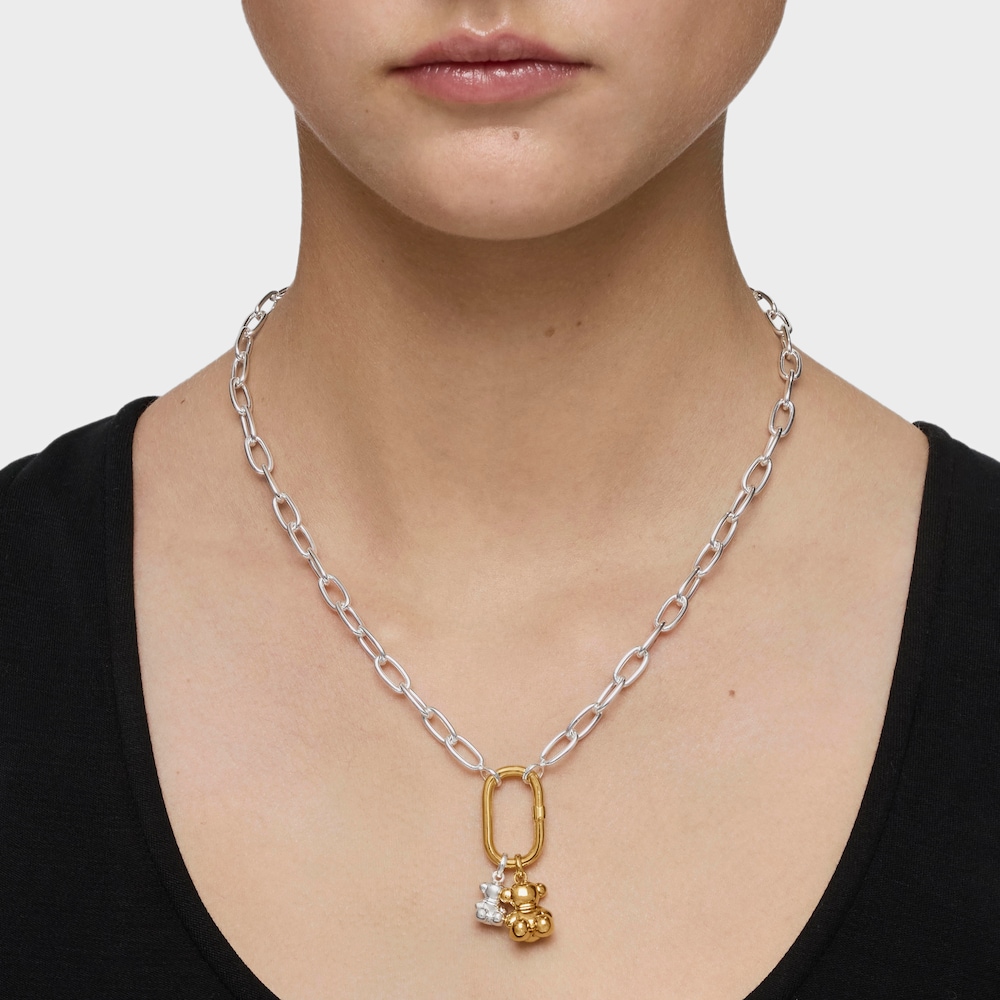 Collar corto XL de plata Hold Oval