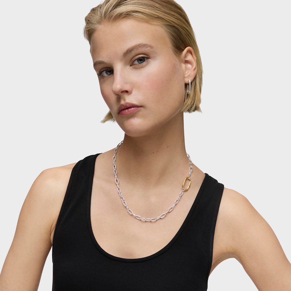 Collar corto XL de plata Hold Oval