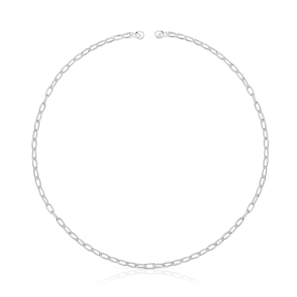 Hold Oval silver short Necklace