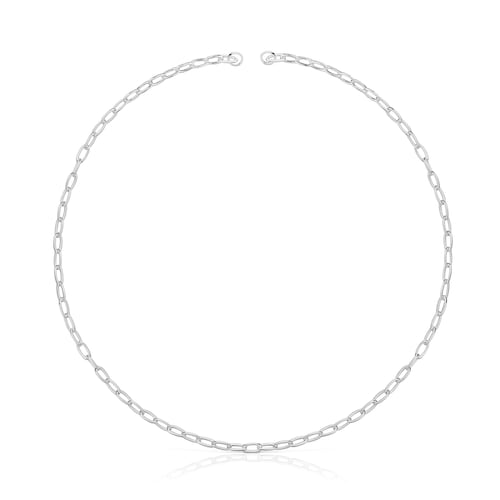 Hold Oval silver short Necklace