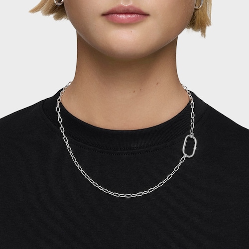 Hold Oval silver short Necklace