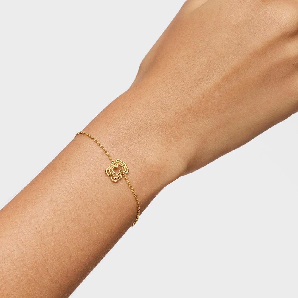 Stř&iacute;brn&yacute; řet&iacute;zkov&yacute; N&aacute;ramek Bickie s&nbsp;trojit&yacute;m medv&iacute;dkem pozlacen&yacute; 18kar&aacute;tov&yacute;m zlatem