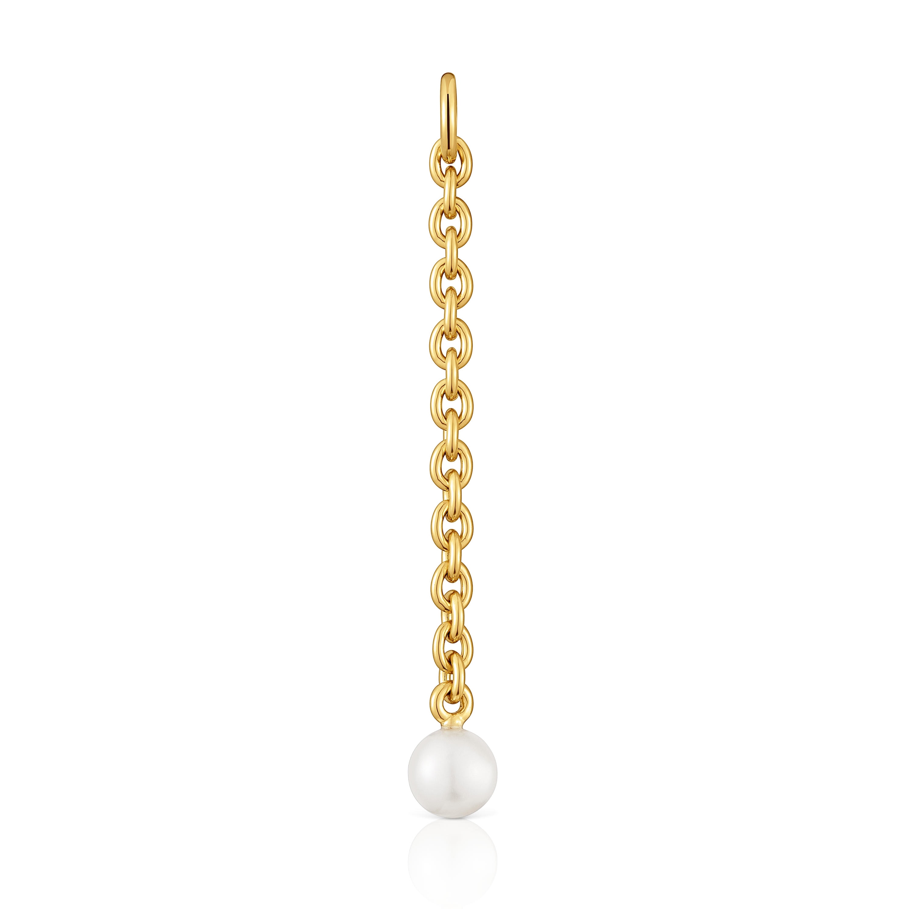 Hold Oval Pendant with 18kt gold plating over silver and cultivated pearl