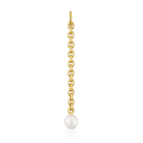 Hold Oval Pendant with 18kt gold plating over silver and cultivated pearl