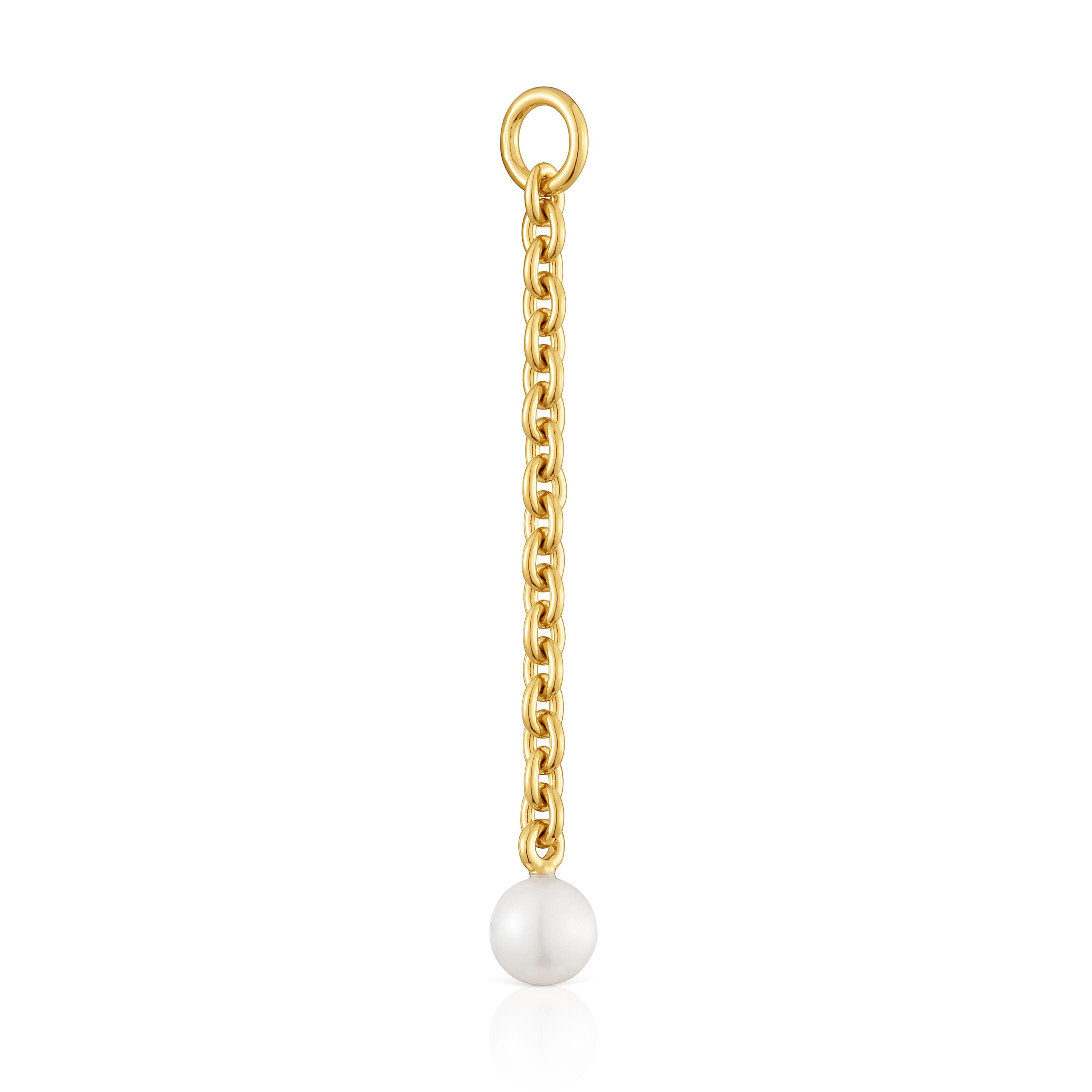 Hold Oval Pendant with 18kt gold plating over silver and cultivated pearl