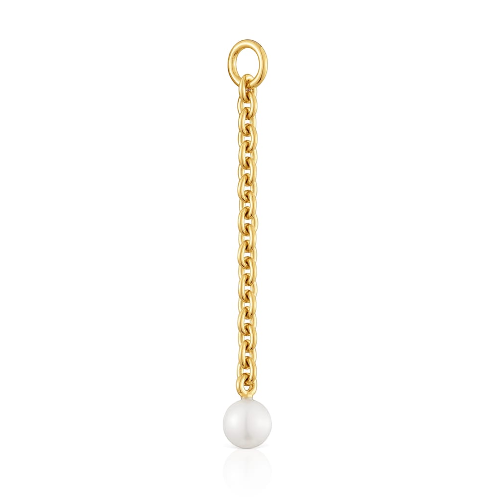 Colgante con baño de oro 18 kt sobre plata y perla cultivada Hold Oval image number 1