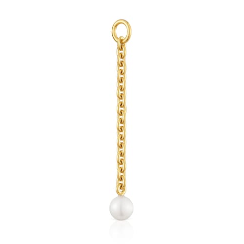 Hold Oval Pendant with 18kt gold plating over silver and cultivated pearl