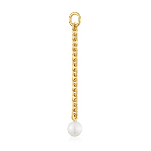 Hold Oval Pendant with 18kt gold plating over silver and cultivated pearl