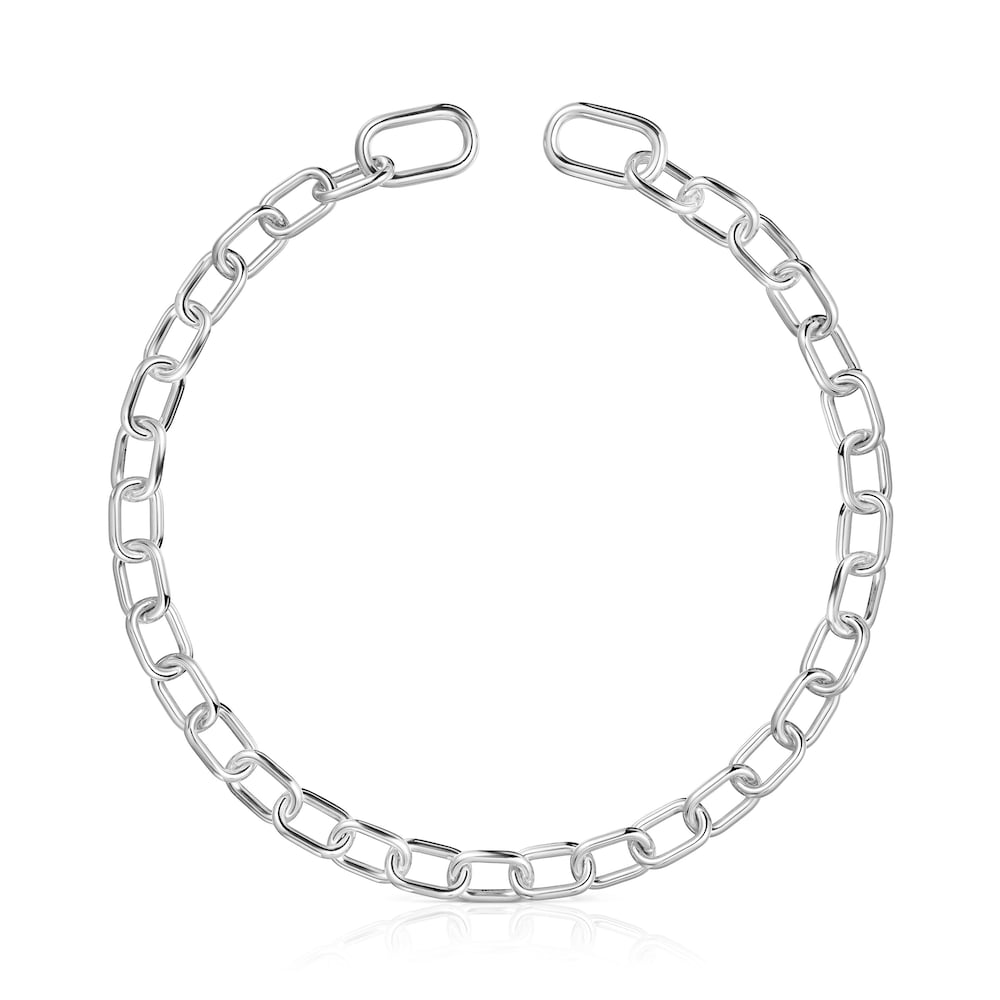 Hold Oval silver XXL short Necklace Hold Oval silver XXL short Necklace