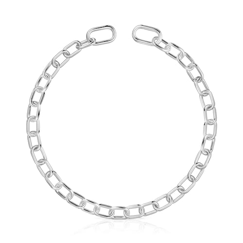 Collar corto XXL de plata Hold Oval