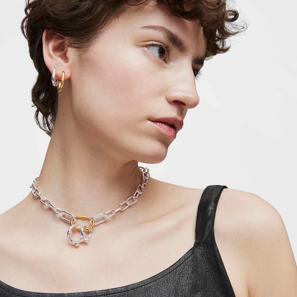 Kr&oacute;tki naszyjnik XXL ze srebra Hold Oval