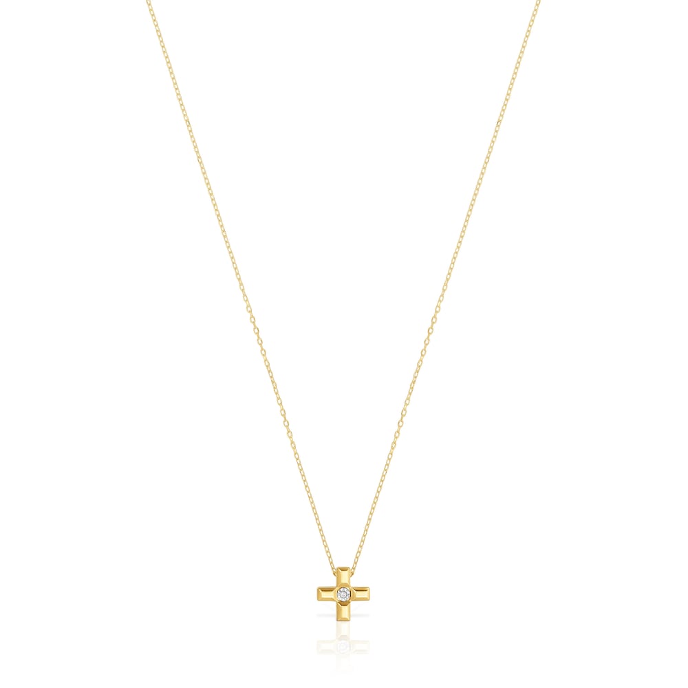 Short gold and diamond cross Necklace Basics Short gold and diamond cross Necklace Basics