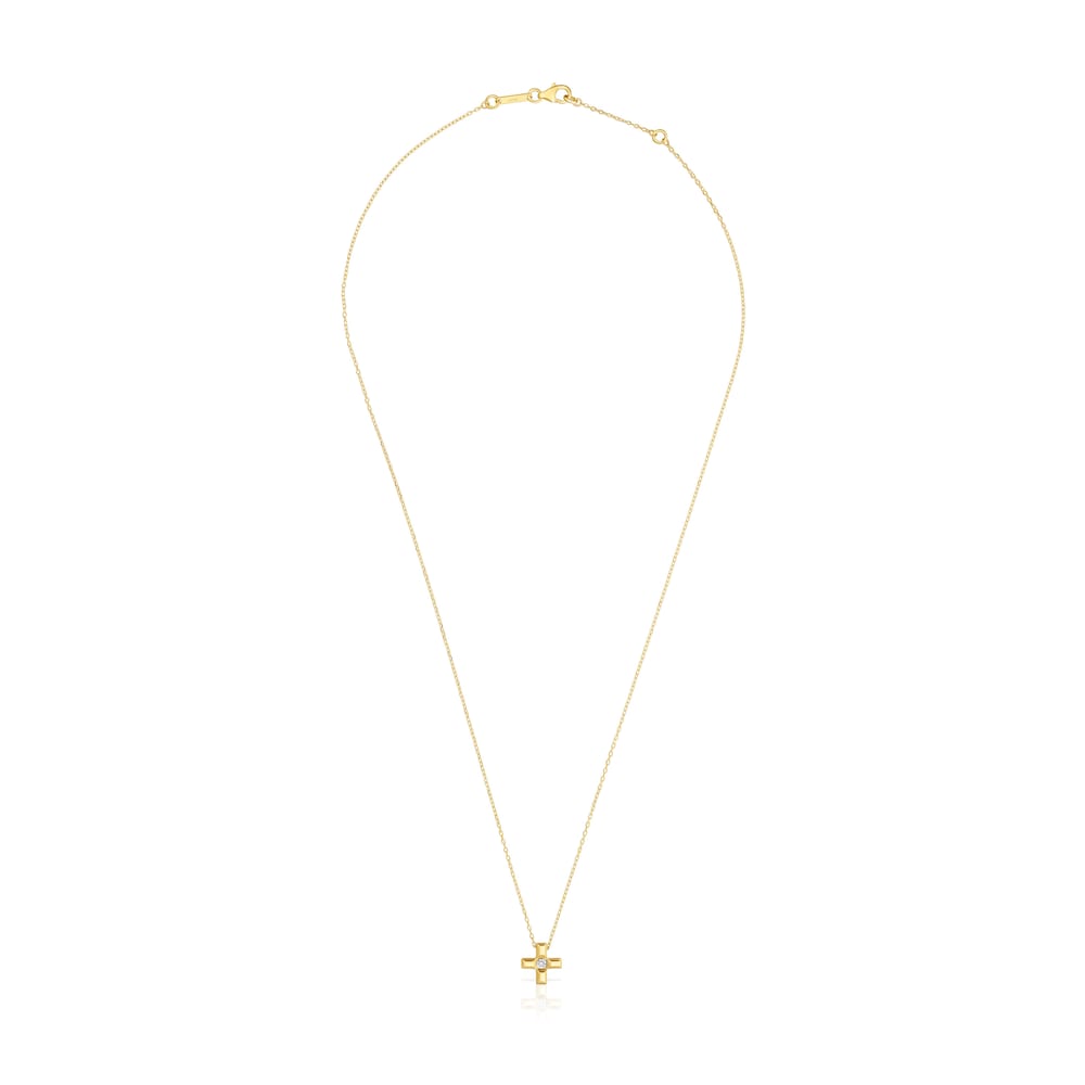 Short gold and diamond cross Necklace Basics Short gold and diamond cross Necklace Basics