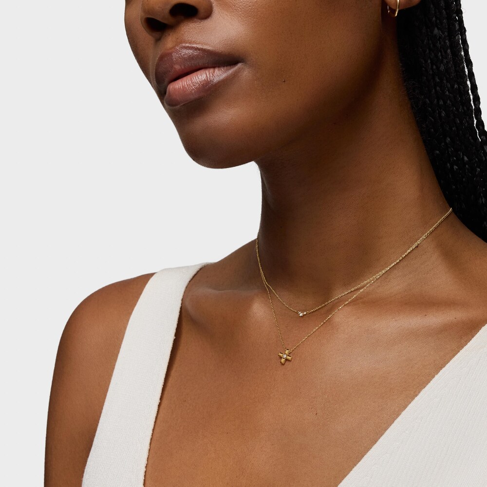 Short gold and diamond cross Necklace Basics Short gold and diamond cross Necklace Basics