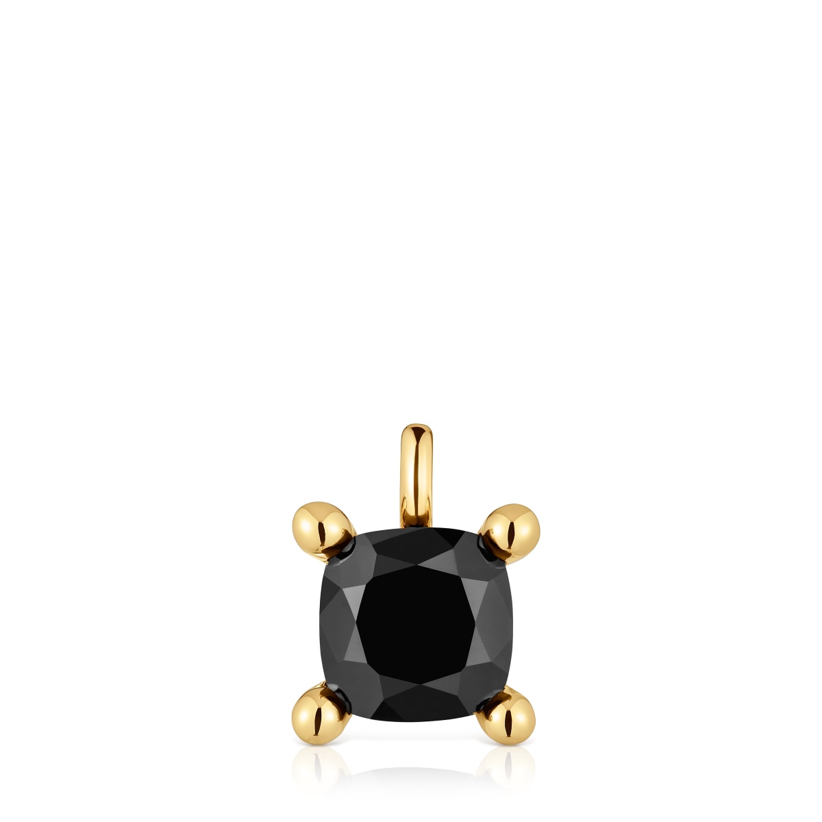 Small 18kt gold plating over silver bear Pendant with onyx Color Black
