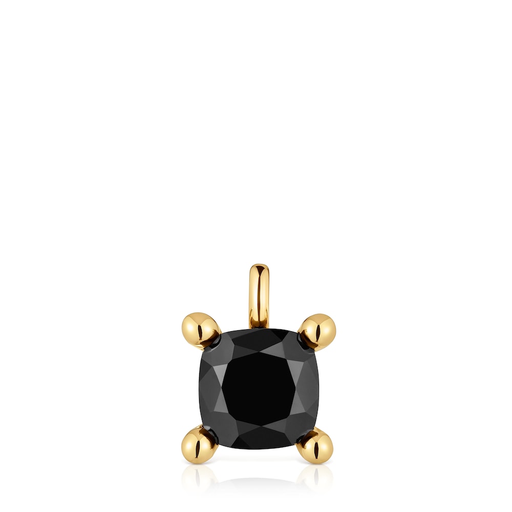Colgante pequeño con baño de oro 18 kt sobre plata y ónix Color Black image number 0