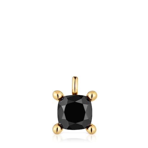Small 18kt gold plating over silver bear Pendant with onyx Color Black