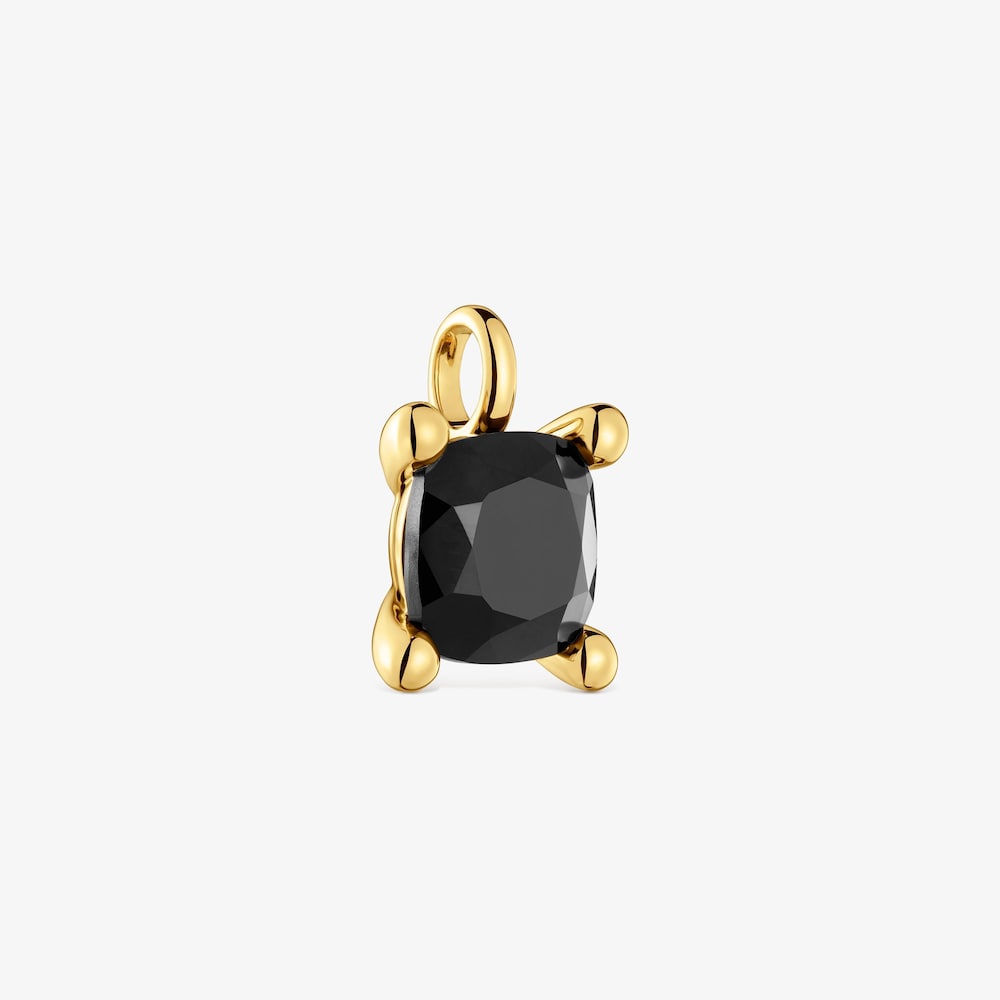 Kleiner Anh&auml;nger Color Black aus 18&nbsp;kt vergoldetem Silber mit Onyx in B&auml;renform