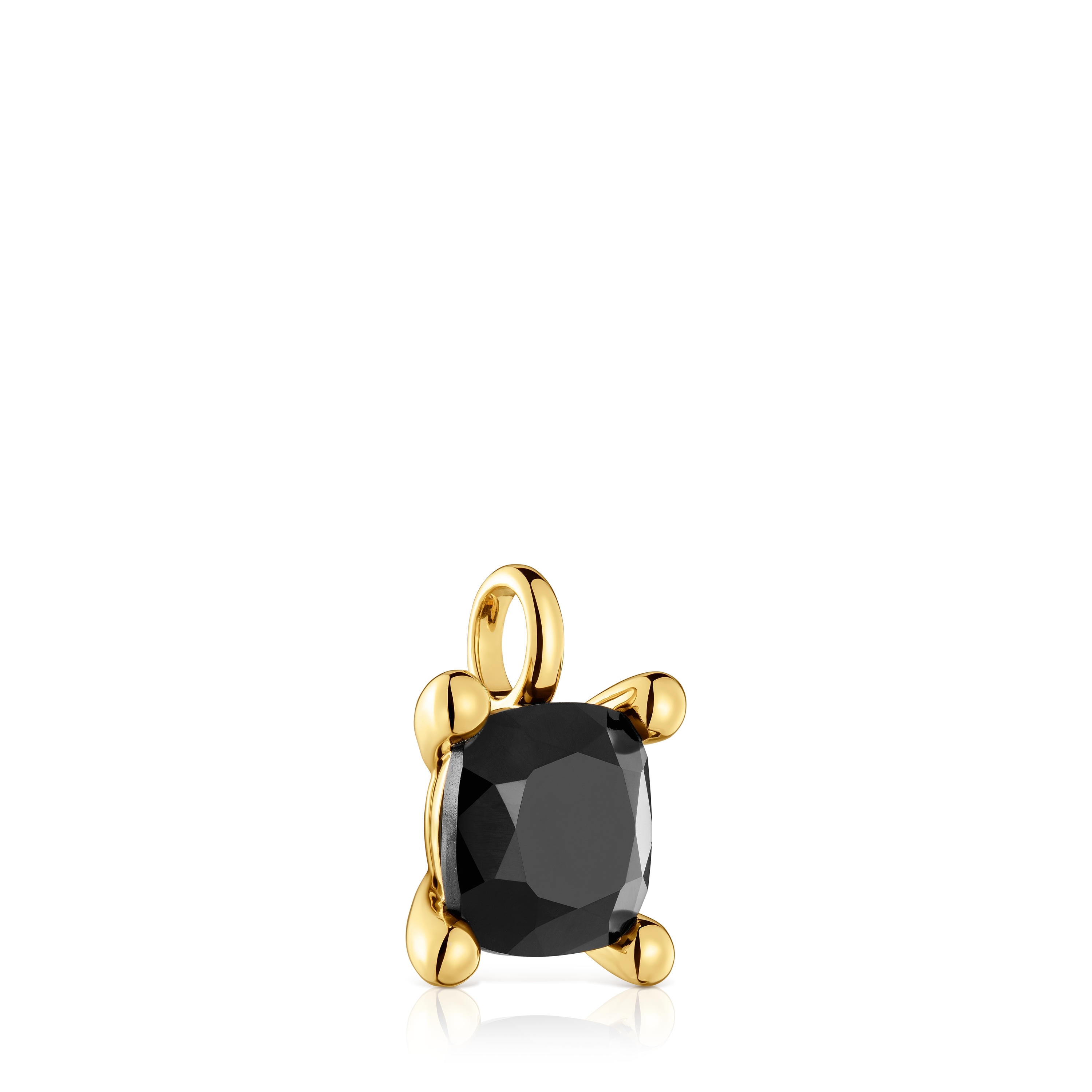 Small 18kt gold plating over silver bear Pendant with onyx Color Black