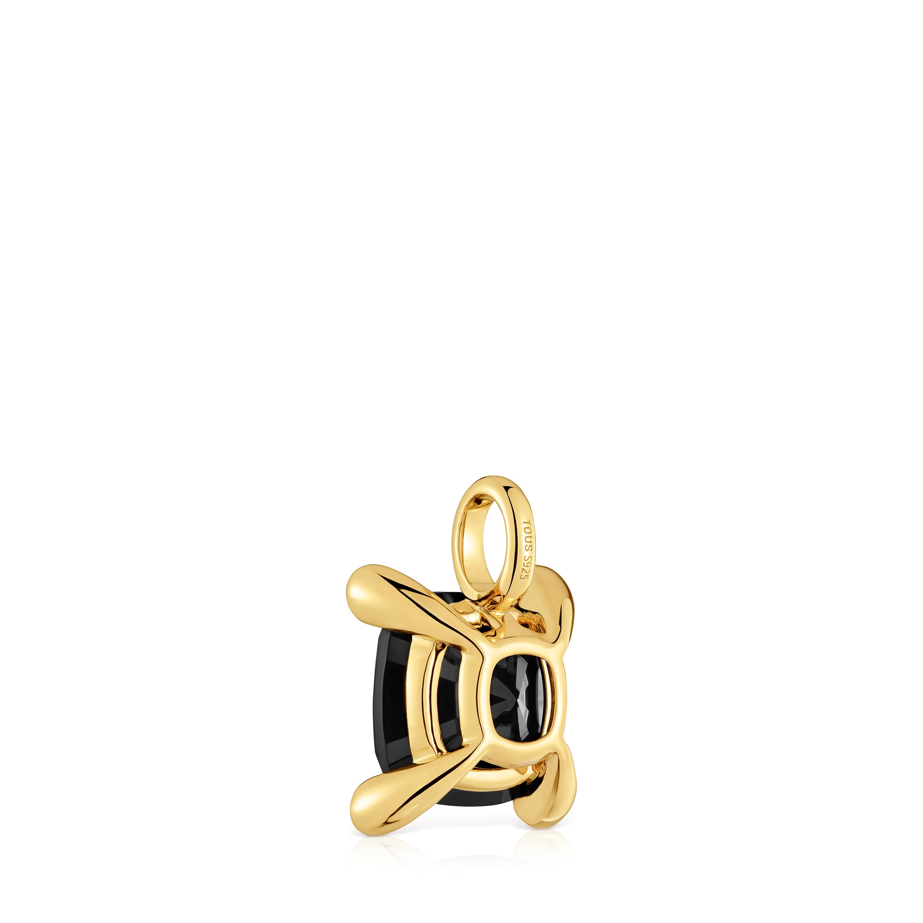 Small 18kt gold plating over silver bear Pendant with onyx Color Black