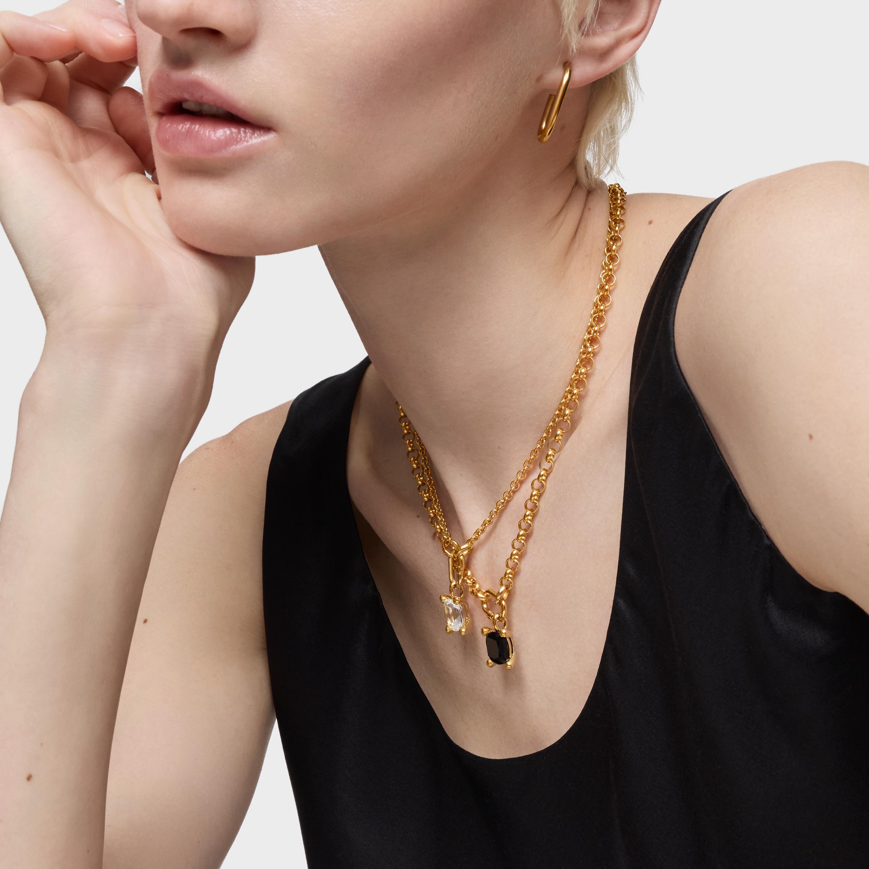 Small 18K gold vermeil bear Pendant with onyx Color Black