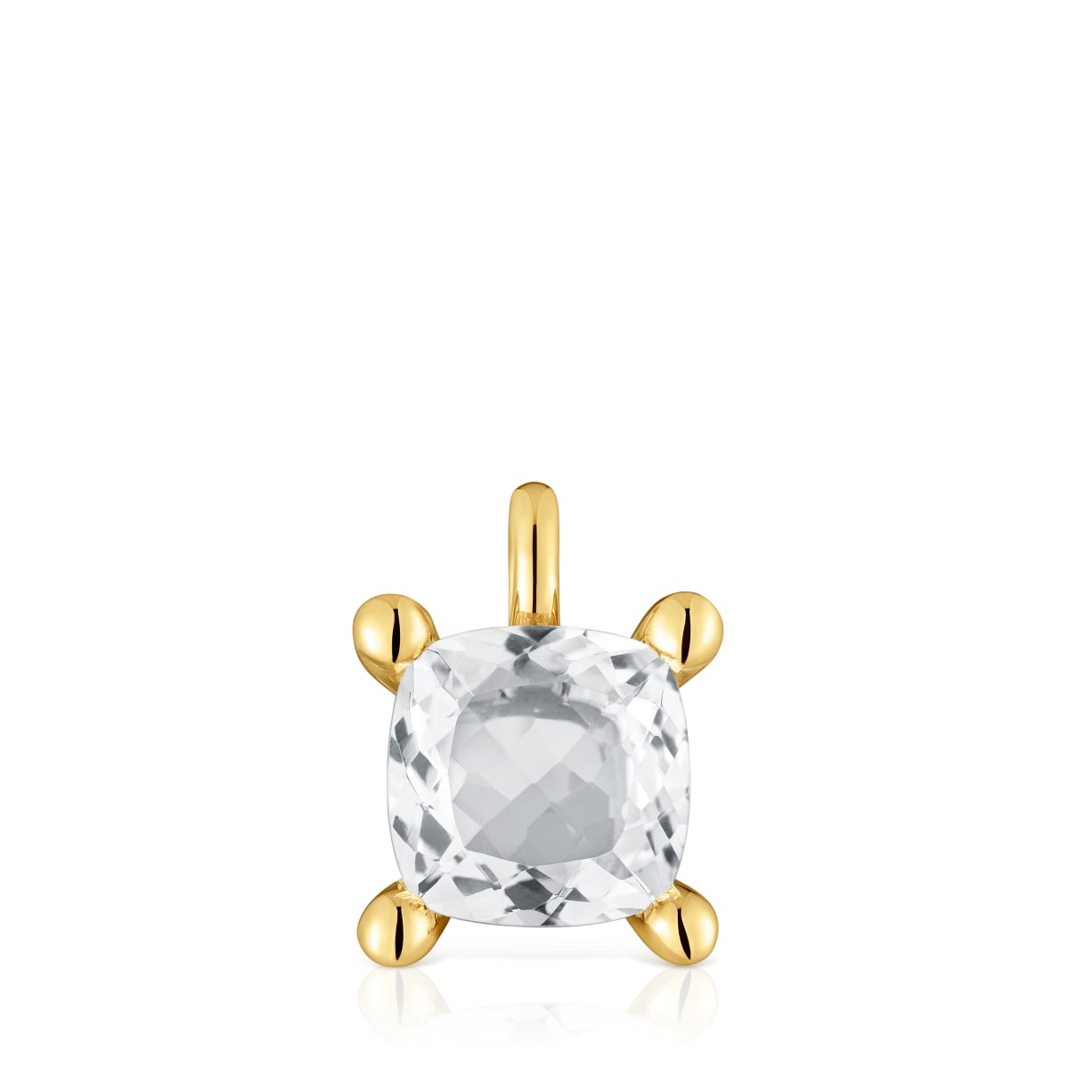 Small 18kt gold plating over silver and rock crystal quartz Pendant Color White