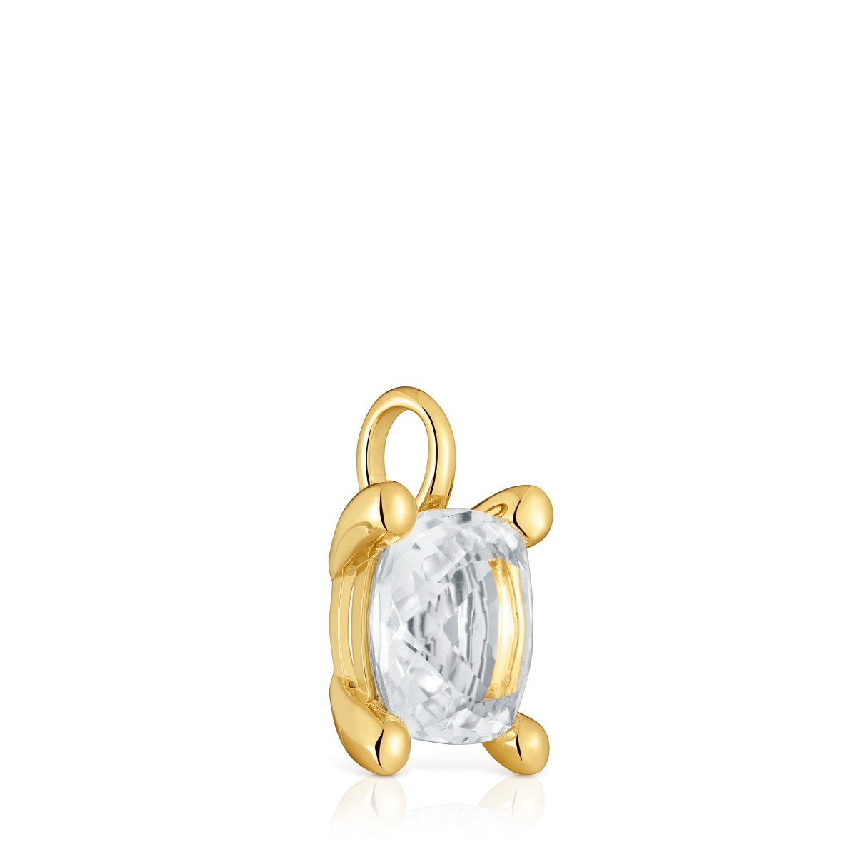 Small 18kt gold plating over silver and rock crystal quartz Pendant Color White