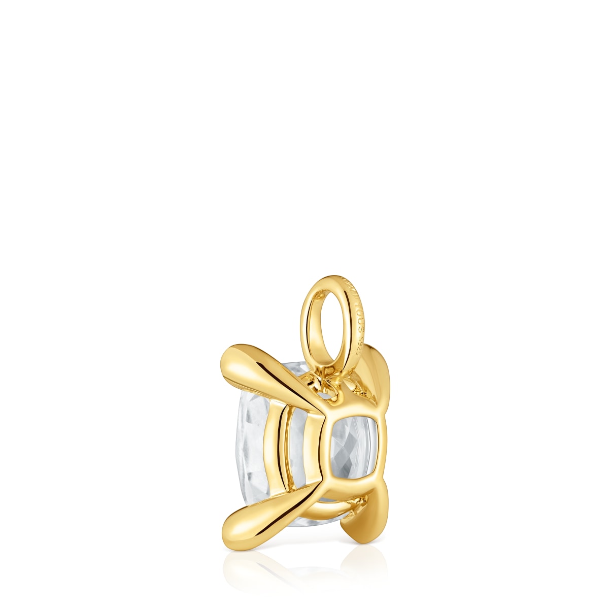 Small 18kt gold plating over silver and rock crystal quartz Pendant Color White