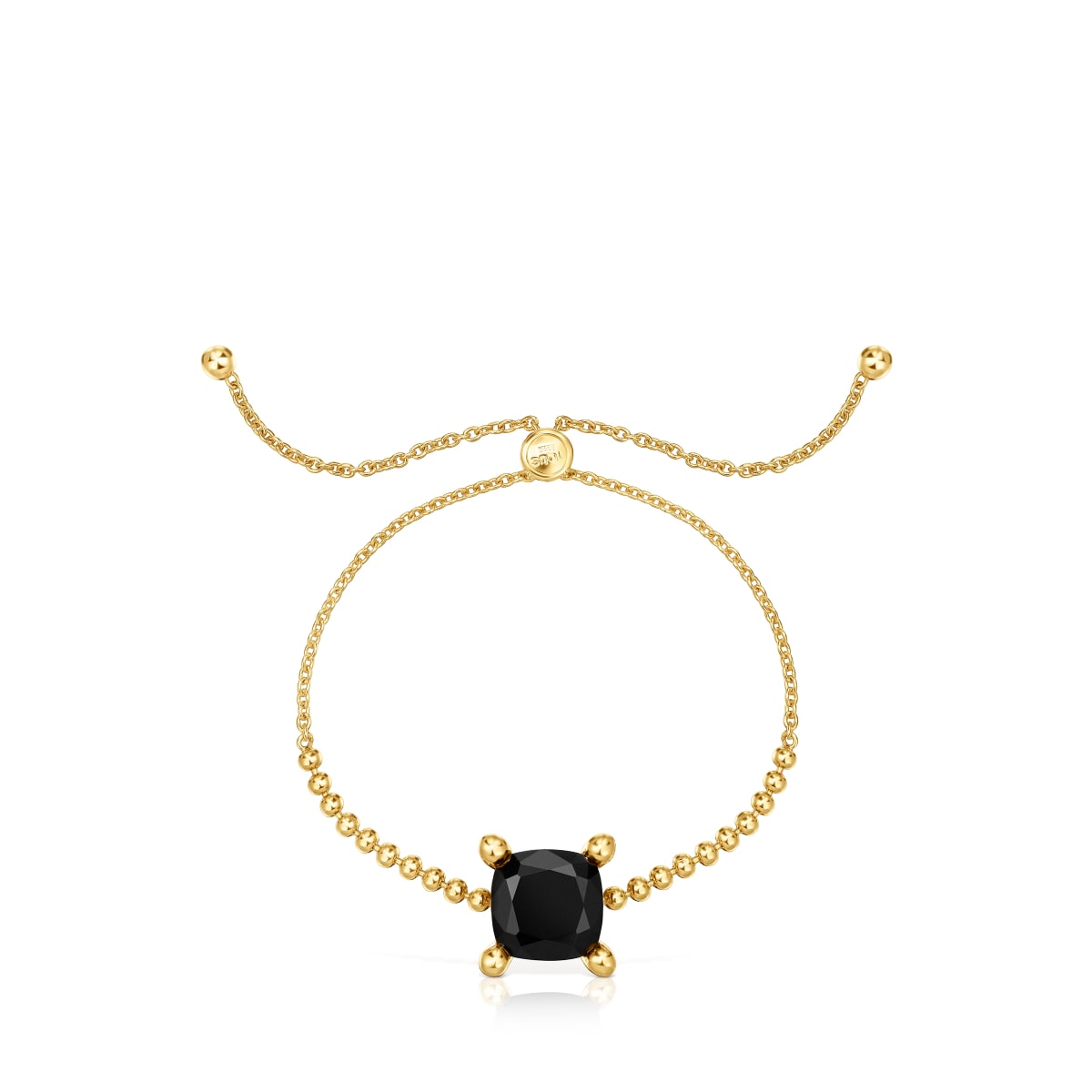 18kt gold plating over silver detail chain Bracelet with onyx Color Black