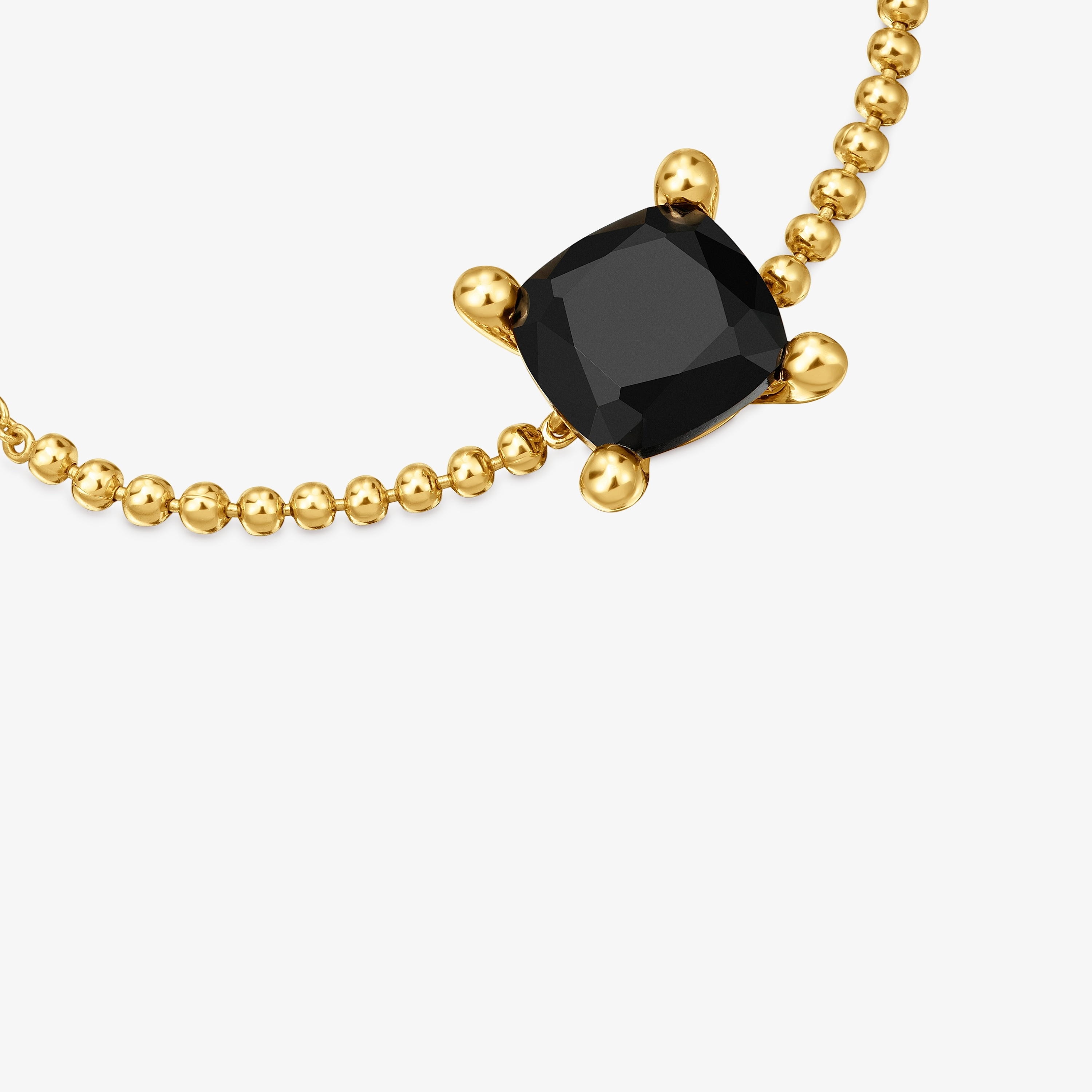 18K gold vermeil detail chain Bracelet with onyx Color Black