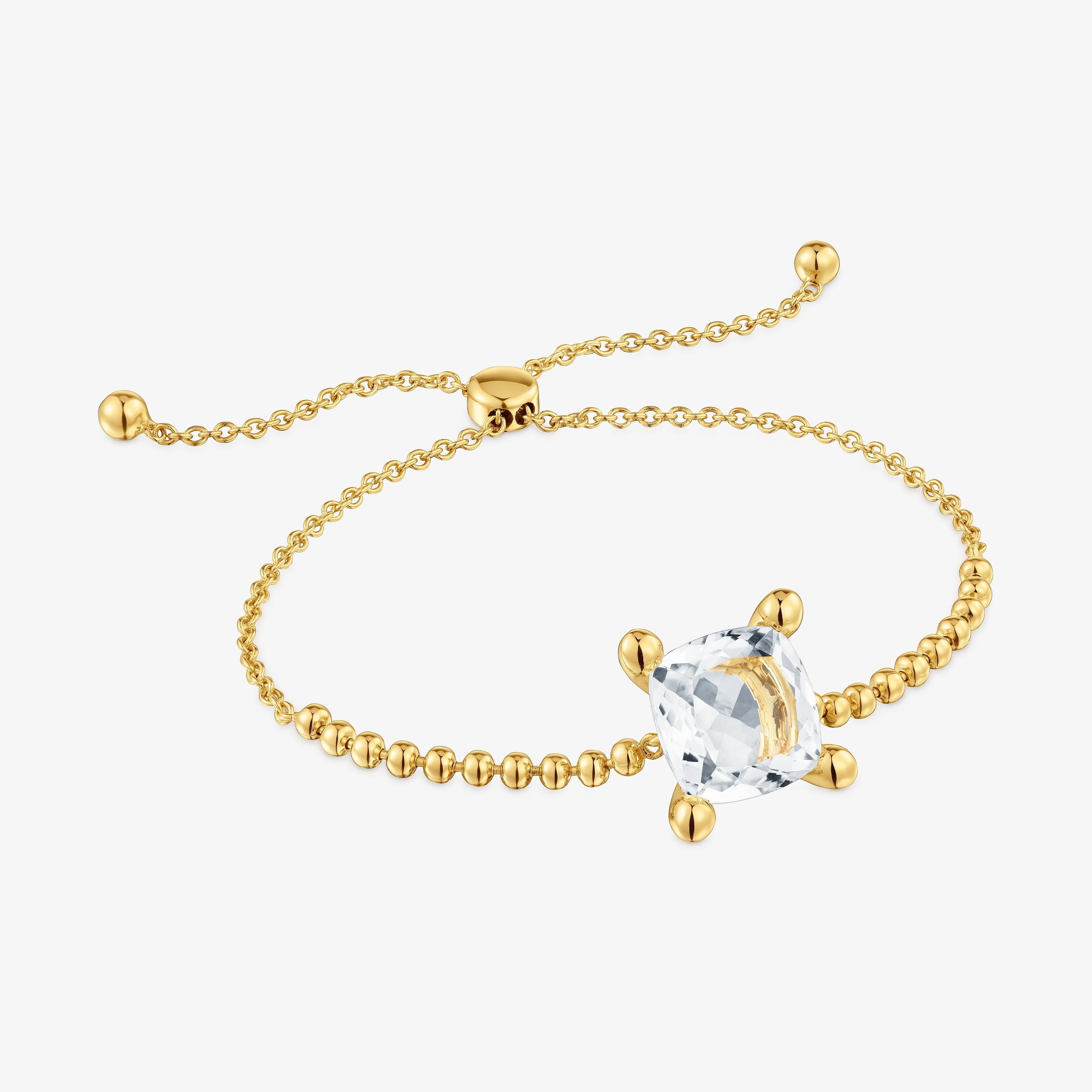 18K gold vermeil and rock crystal quartz detail chain Bracelet Color White