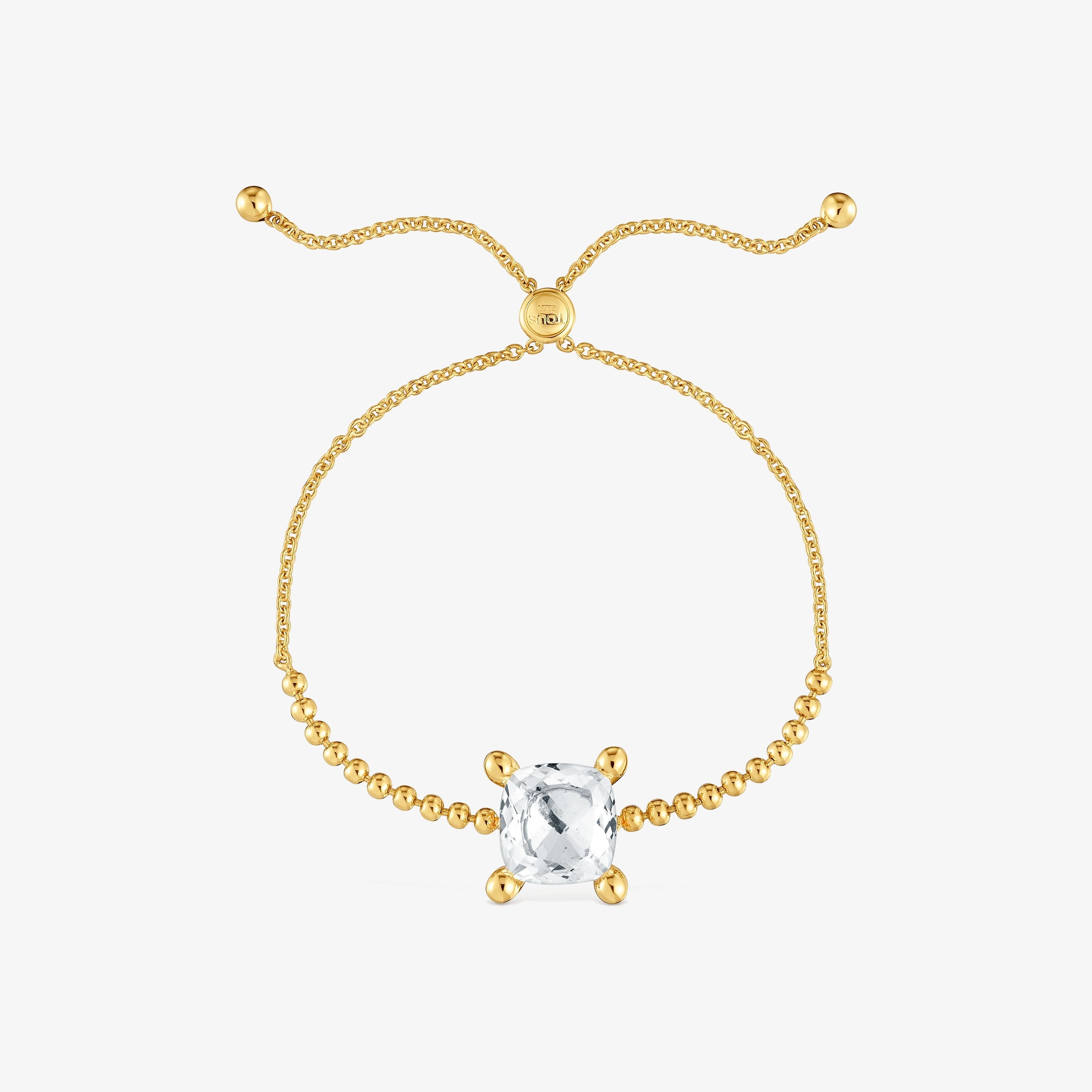 18K gold vermeil and rock crystal quartz detail chain Bracelet Color White