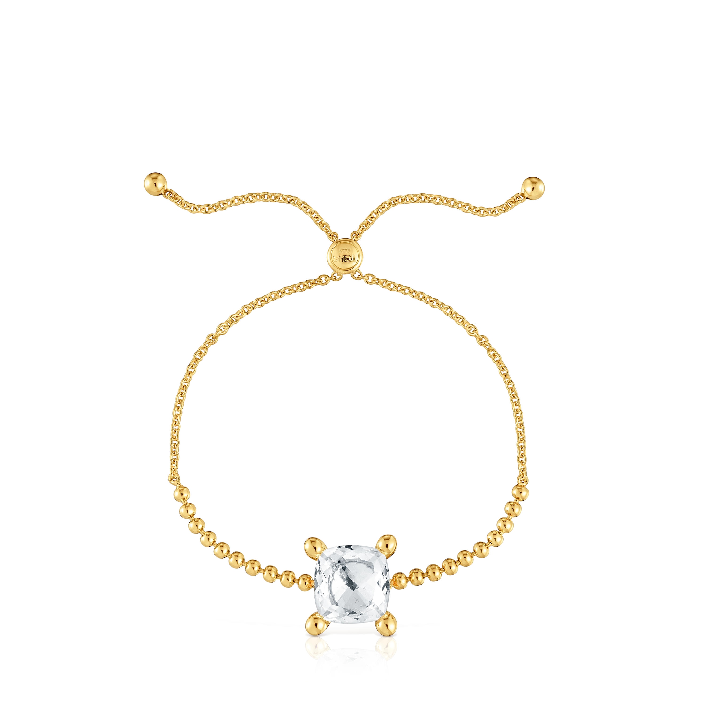 18kt gold plating over silver and rock crystal quartz detail chain Bracelet Color White