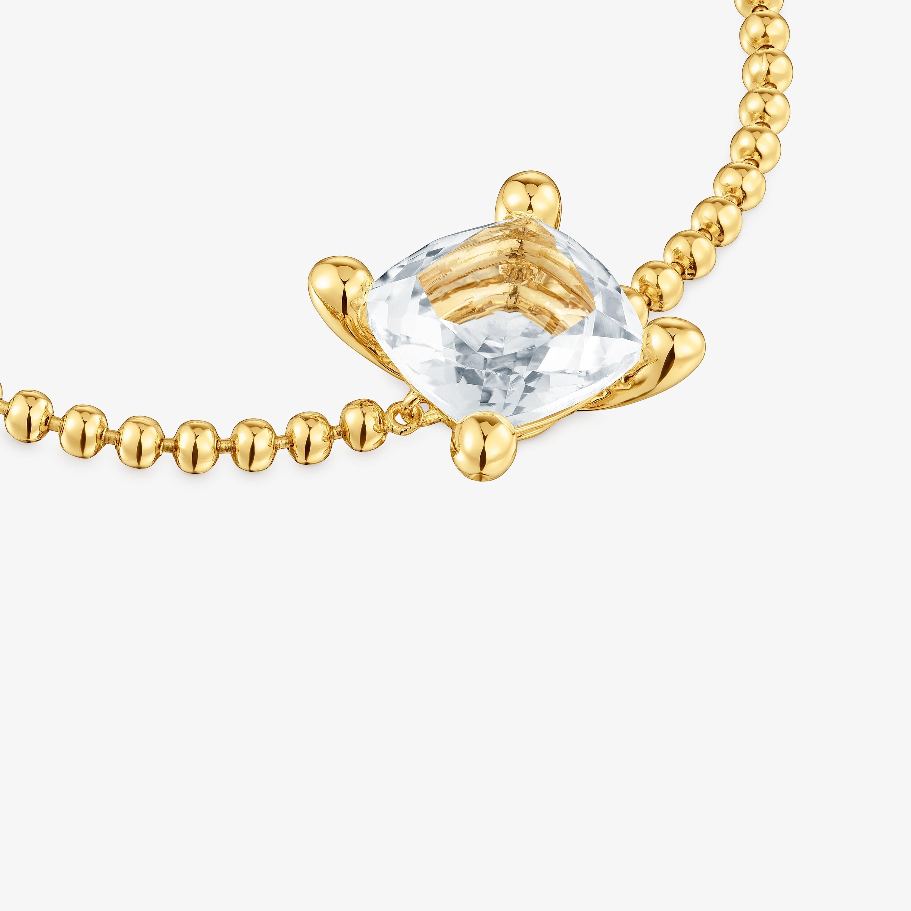 18K gold vermeil and rock crystal quartz detail chain Bracelet Color White