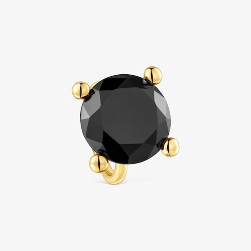 Anillo grande con ba&ntilde;o de oro 18 kt sobre plata y &oacute;nix Color Black