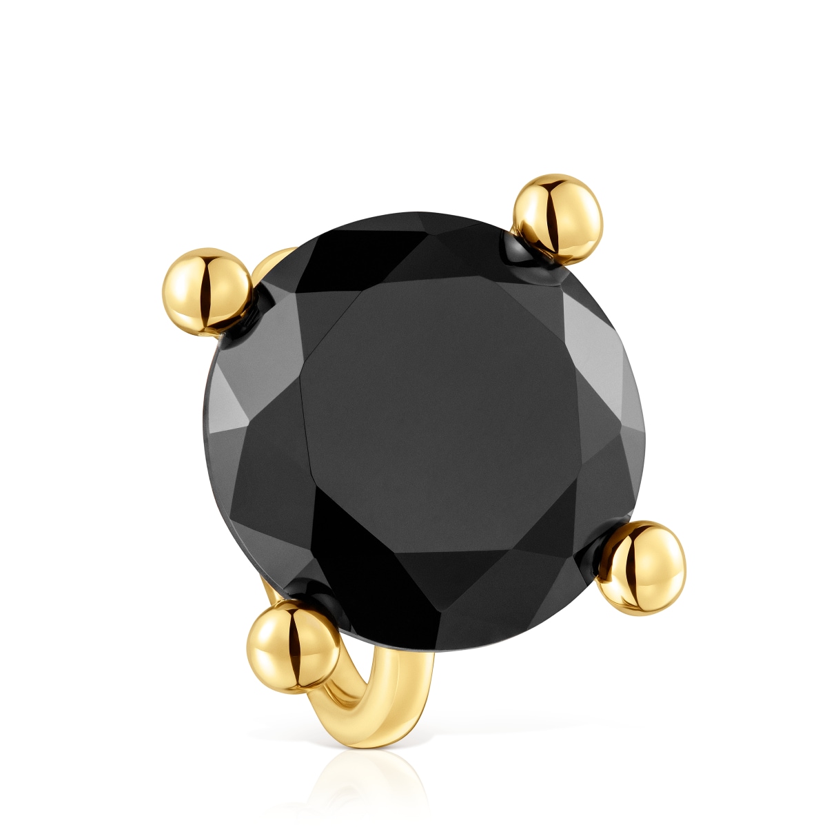 Tous - Anillo Grande Con Baño De Oro 18 Kt Sobre Plata Y Ónix Color Black - Dorado