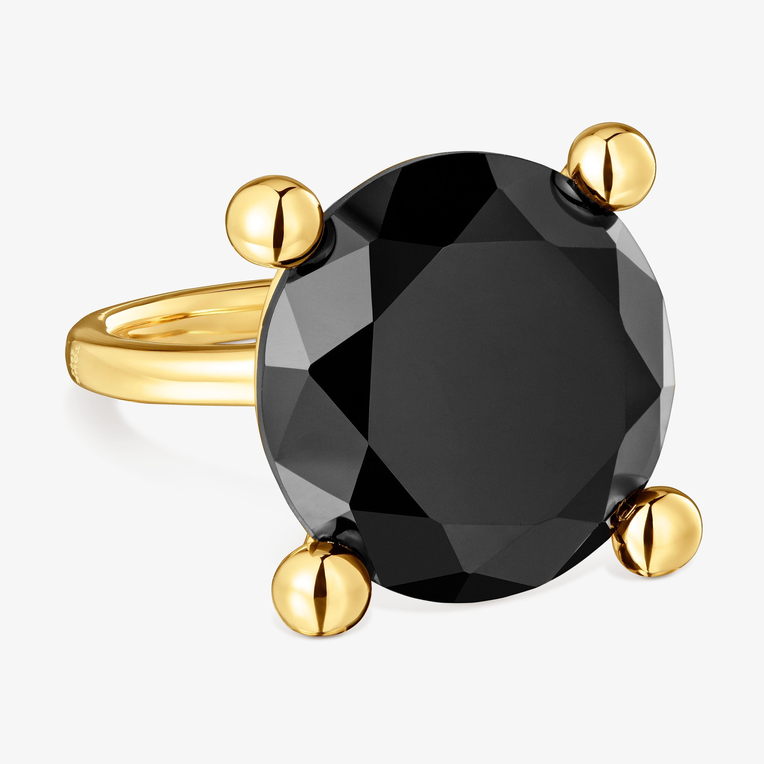18K gold vermeil and onyx Ring Color Black