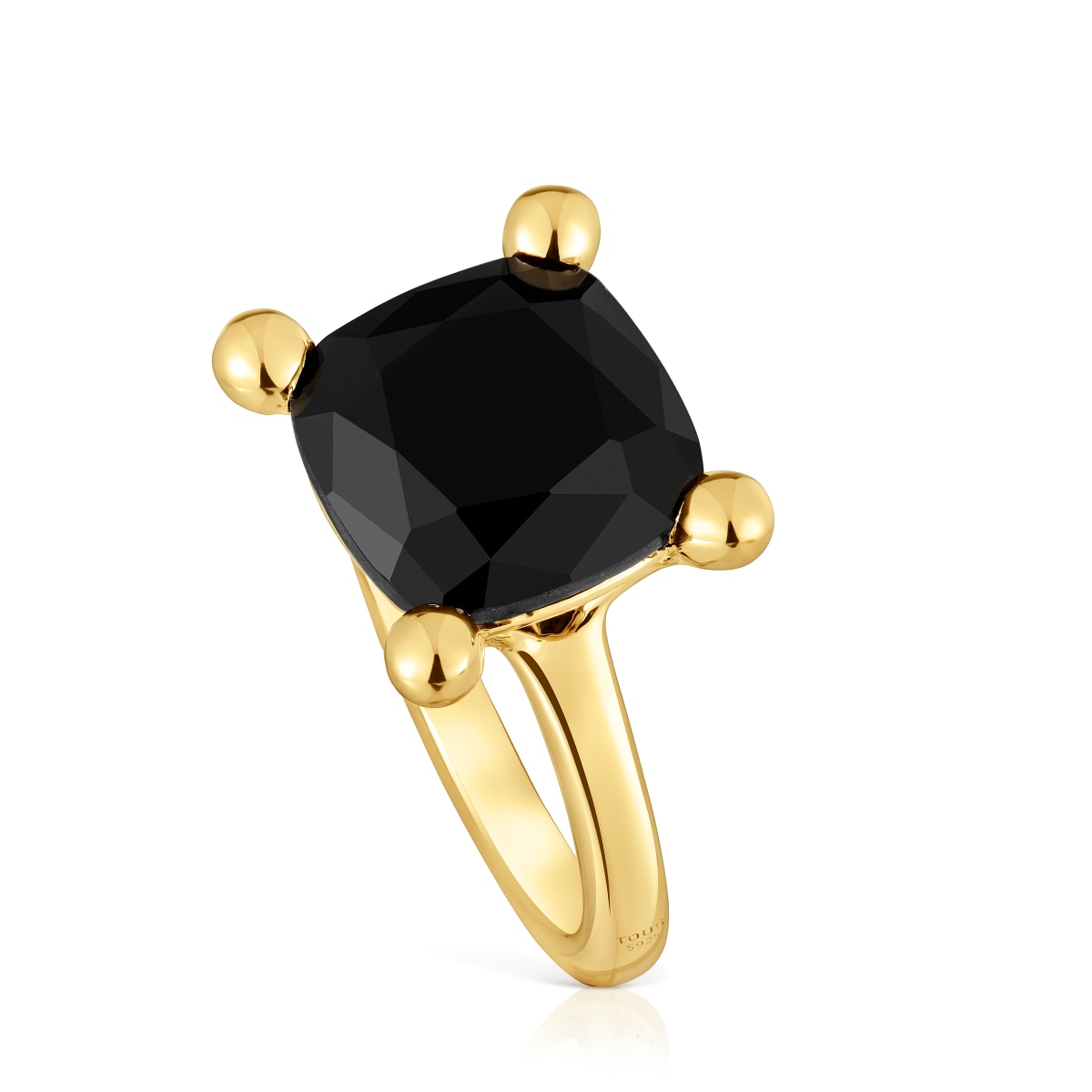 Tous - Anillo Mediano Con Baño De Oro 18 Kt Sobre Plata Y Ónix Color Black Talla 18
