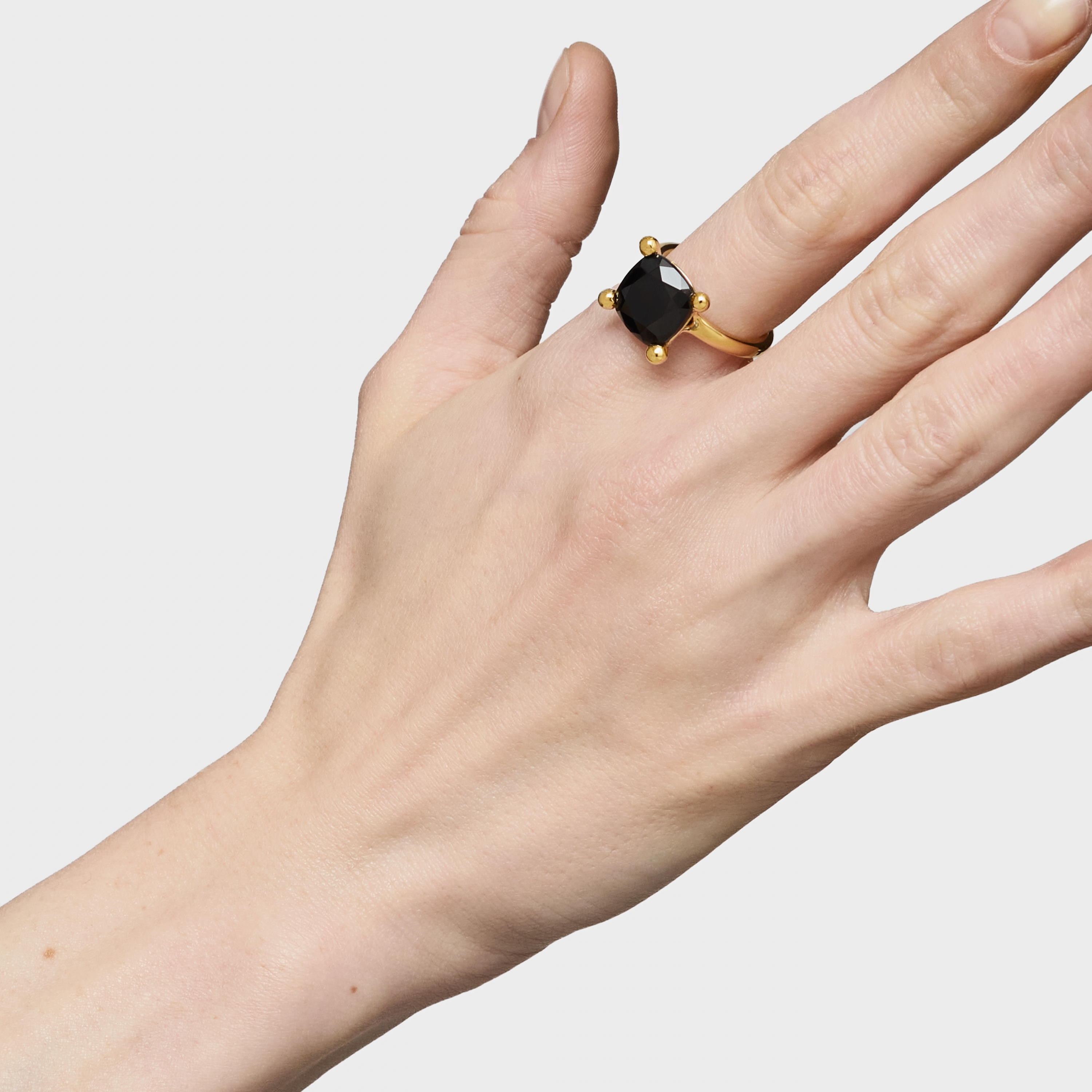 18K gold vermeil and onyx Ring Color Black