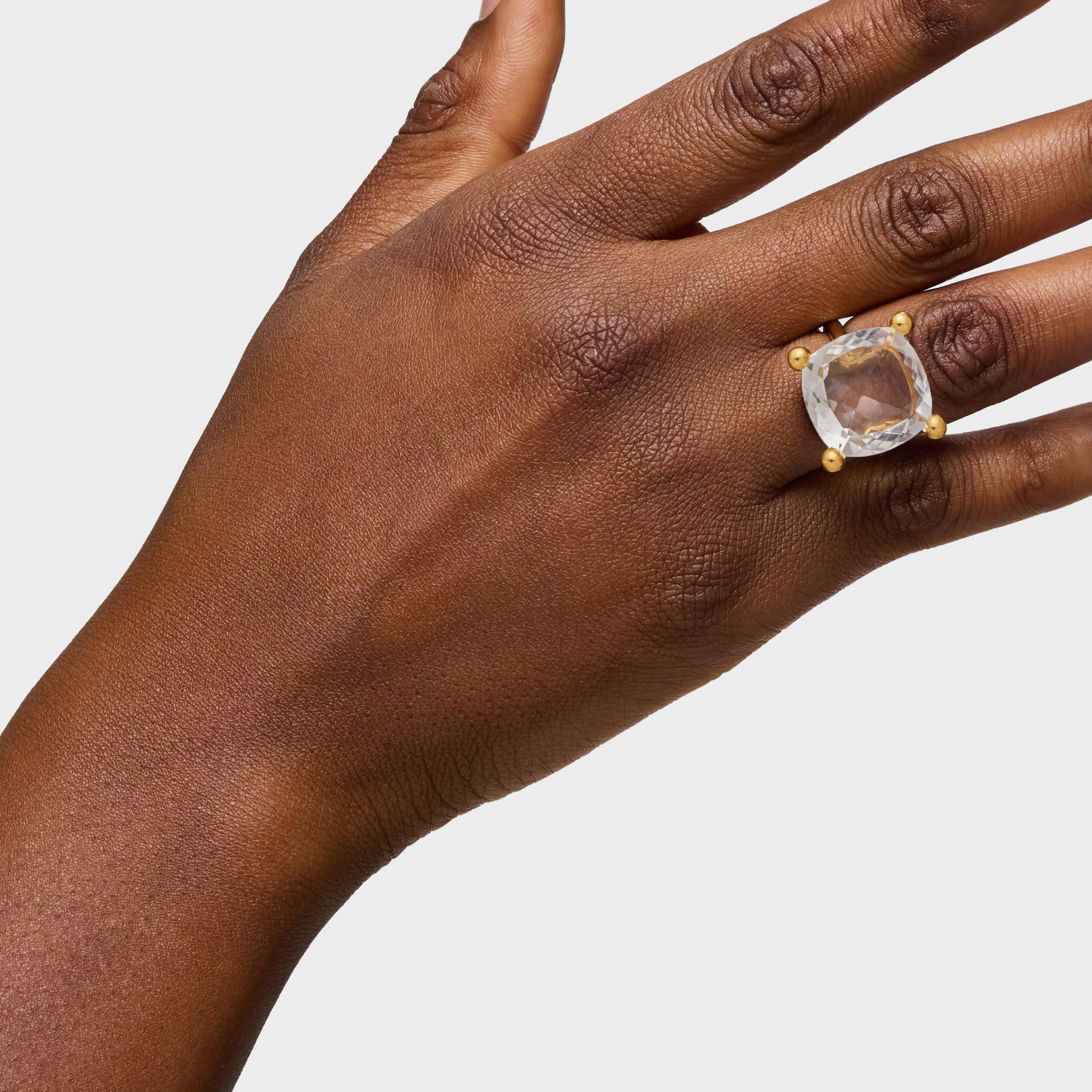 18K gold vermeil and rock crystal quartz Ring Color White