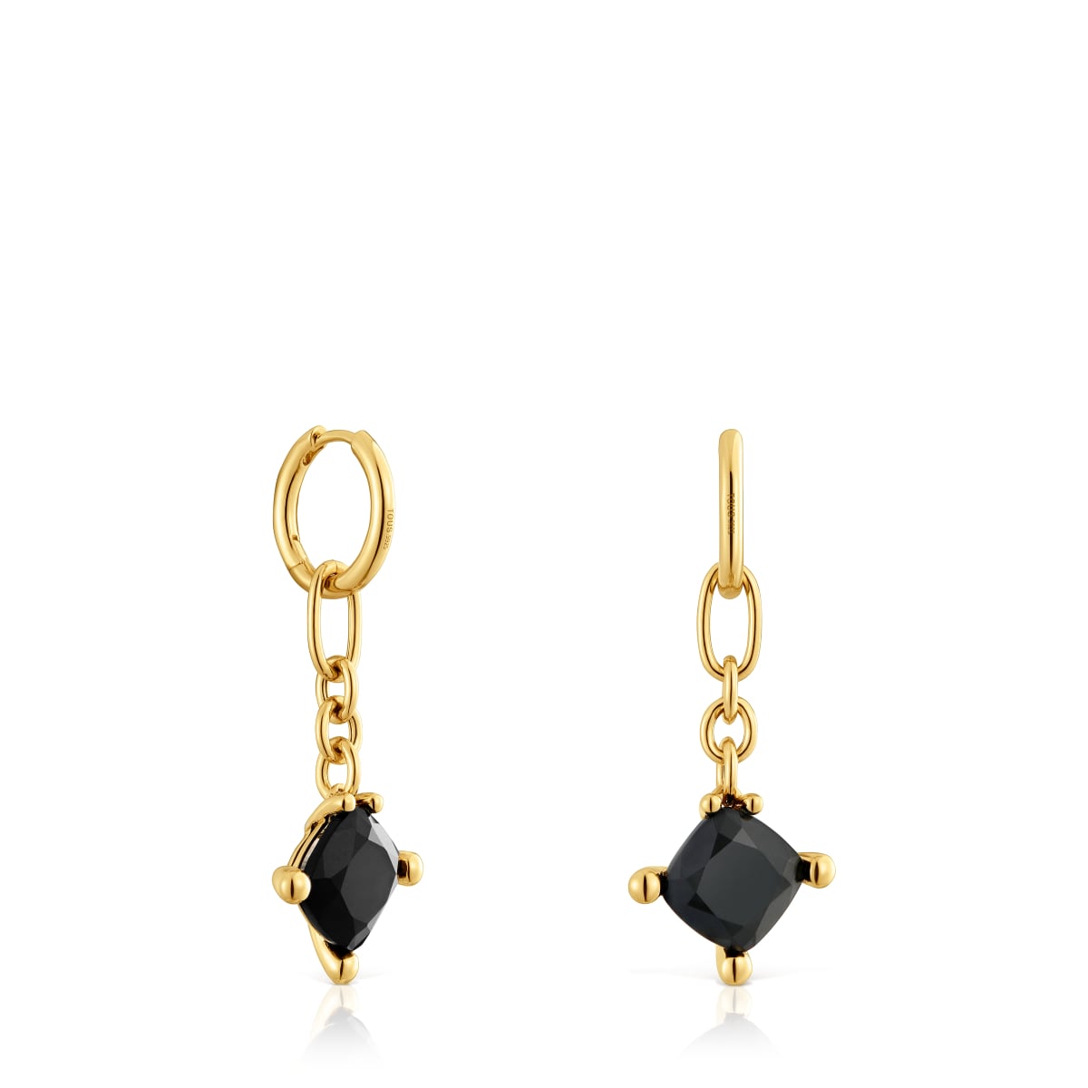 Tous - Pendientes De Aro Largos Con Baño De Oro 18 Kt Sobre Plata Y Ónix Color Black - Dorado