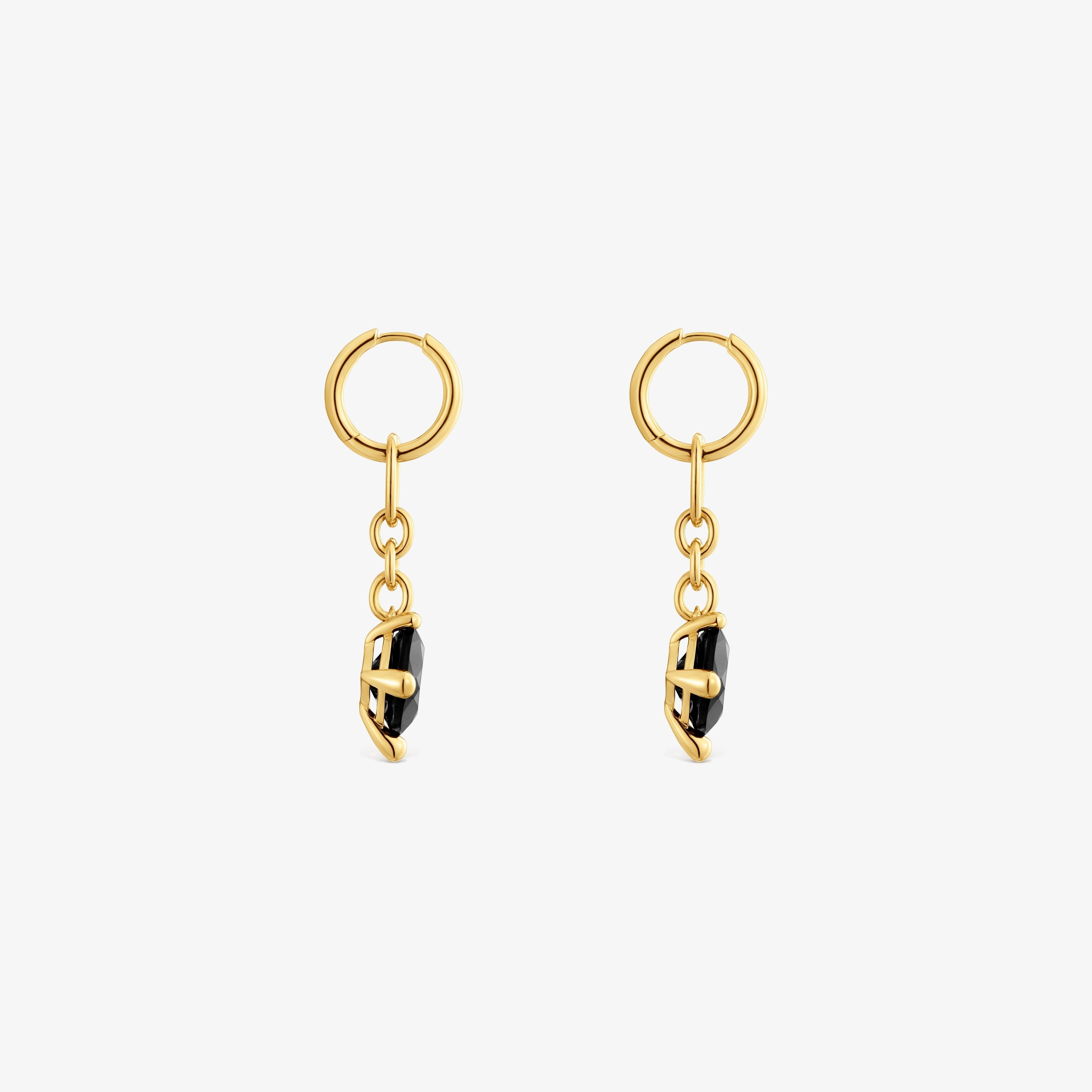 Long 18K gold vermeil Hoop earrings and onyx Color Black