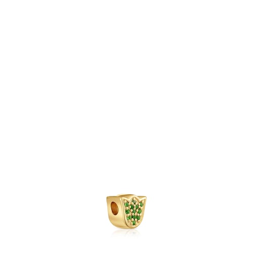 Charm TOUS 1950 tulipa con baño de oro 18 kt sobre plata y tsavoritas