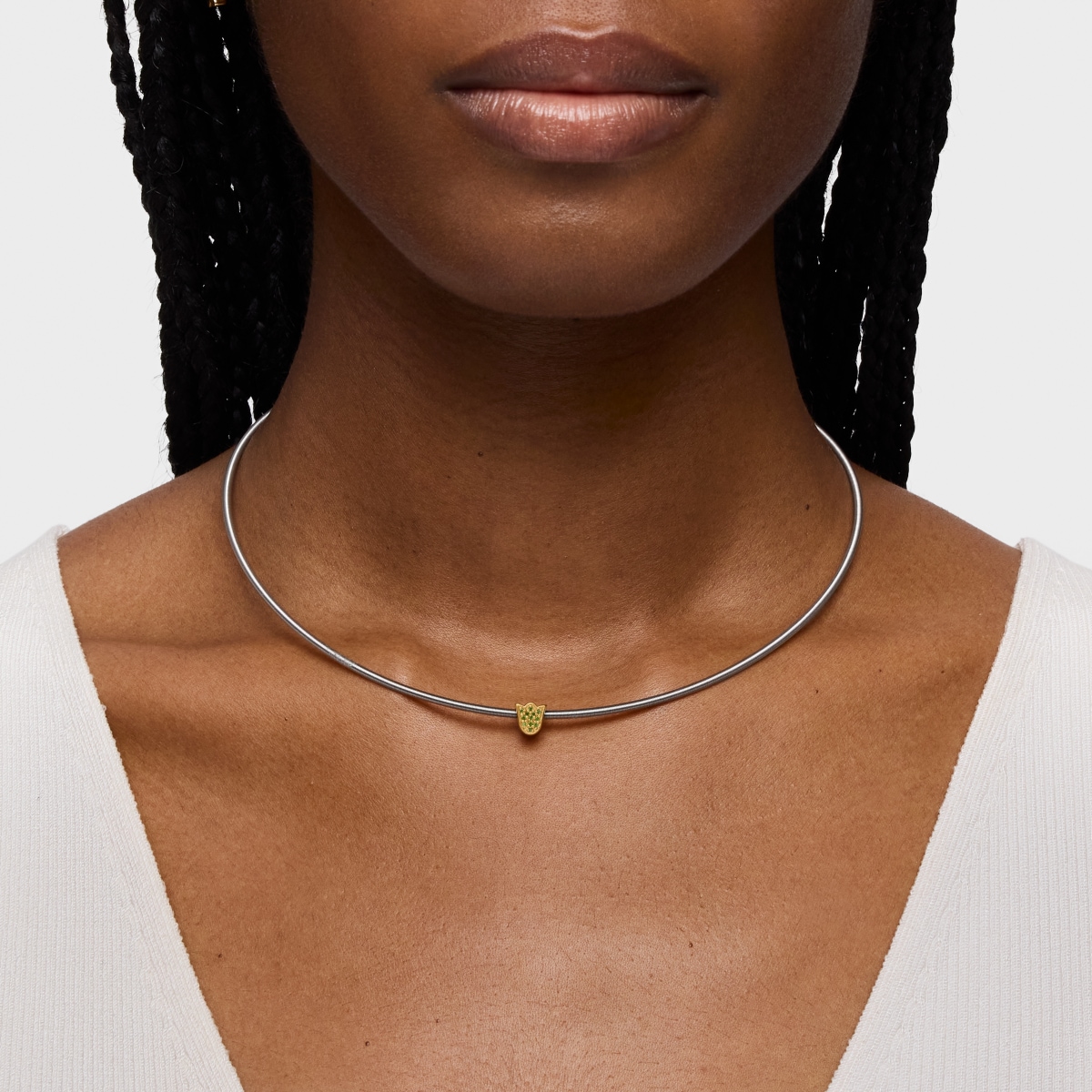 18kt gold plating over silver tulip Pendant and tsavorites TOUS 1950